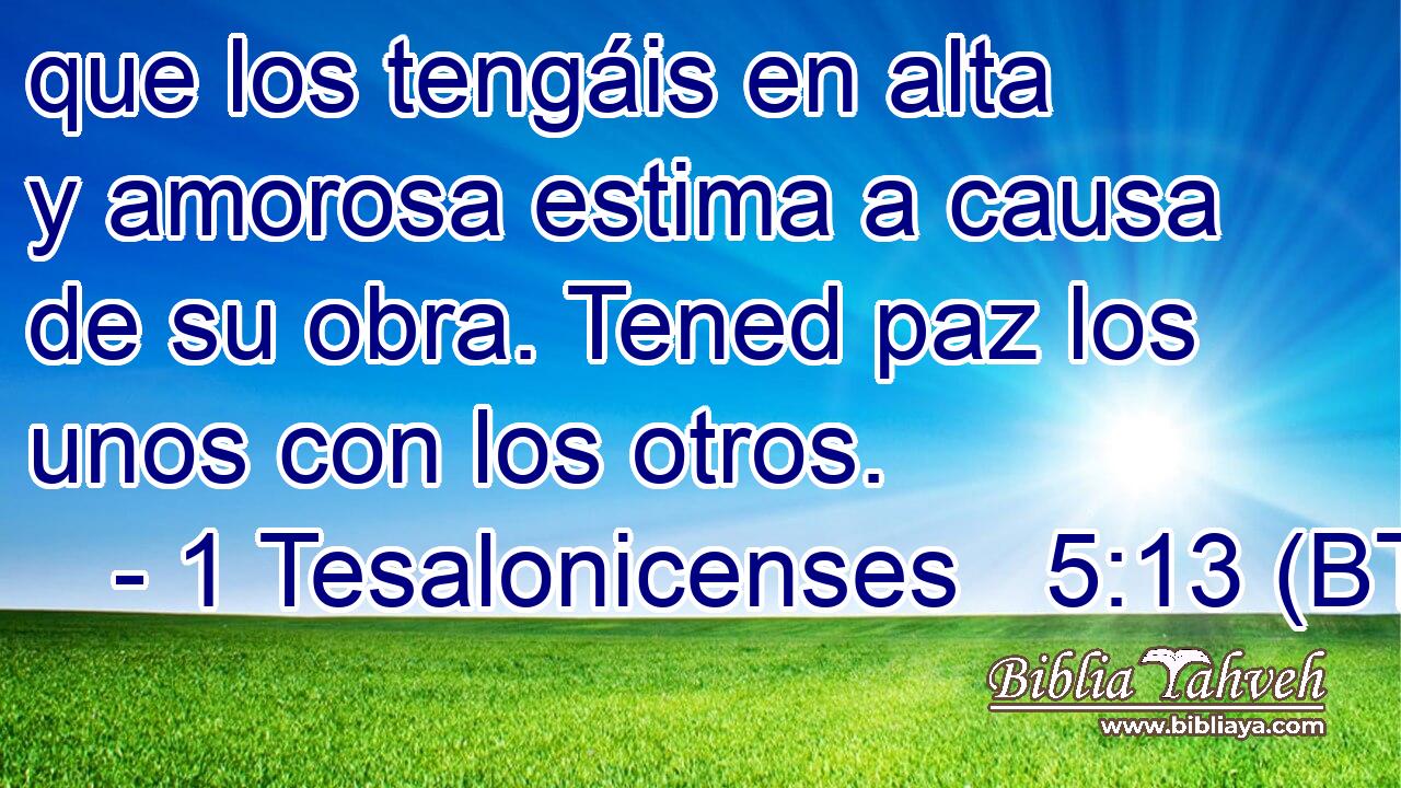 que los tengáis en alta y amorosa estima a causa de su obra. Tened paz los unos con los otros.