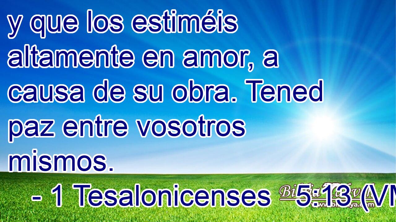  y que los estiméis altamente en amor, a causa de su obra. Tened paz entre vosotros mismos. 