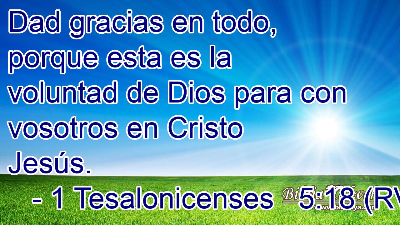 Dad gracias en todo, porque esta es la voluntad de Dios para con vosotros en Cristo Jesús.