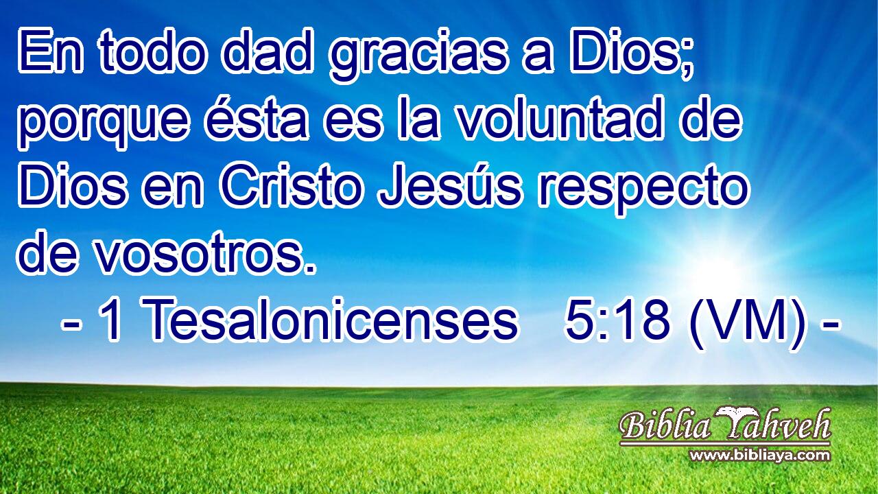  En todo dad gracias a Dios; porque ésta es la voluntad de Dios en Cristo Jesús respecto de vosotros. 