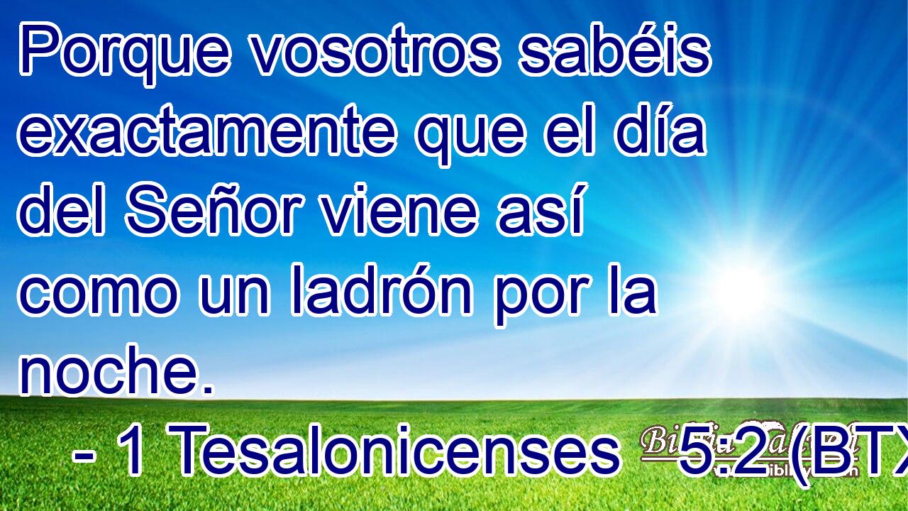 Porque vosotros sabéis exactamente que el día del Señor viene así como un ladrón por la noche.
