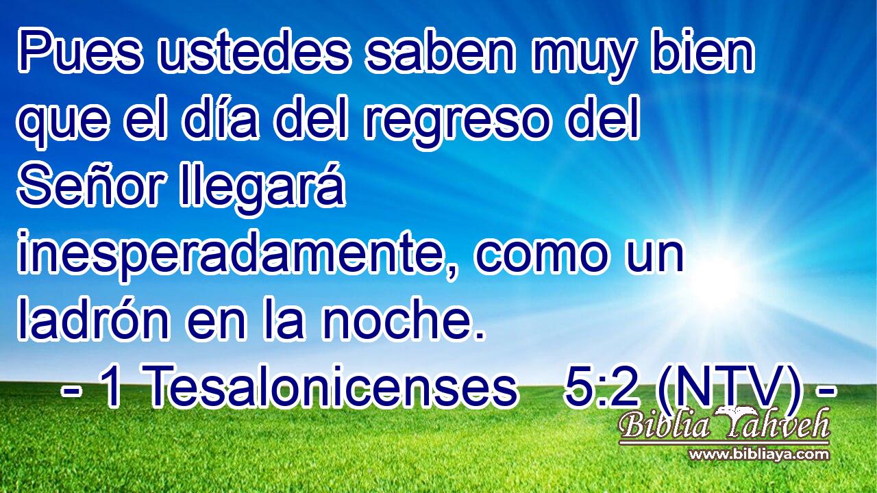 Pues ustedes saben muy bien que el día del regreso del Señor llegará inesperadamente, como un ladrón en la noche.