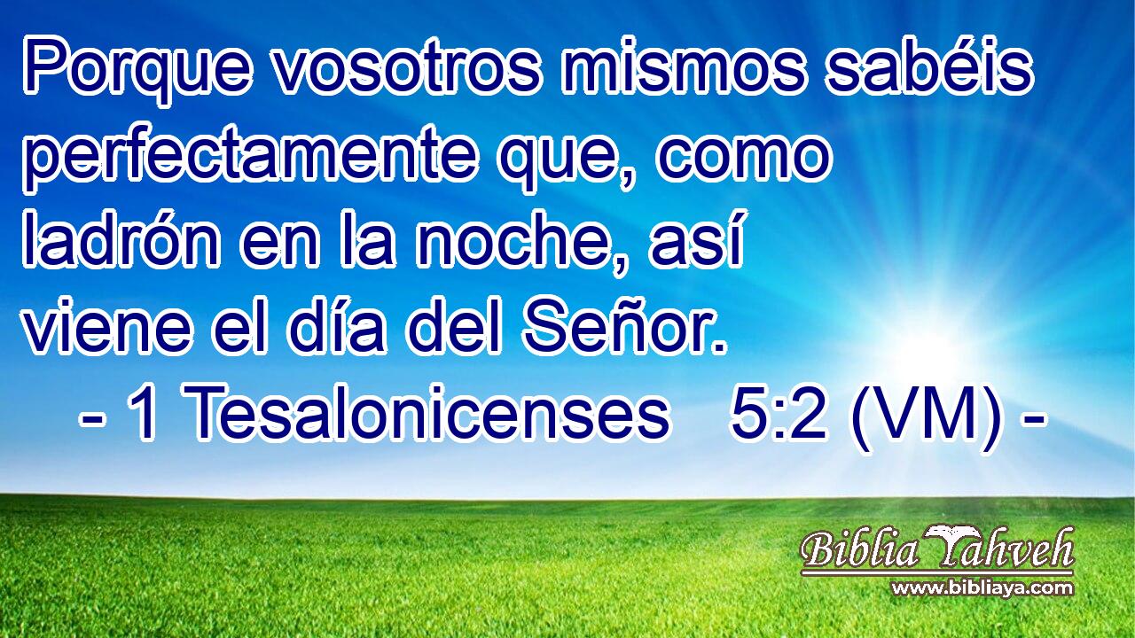 Porque vosotros mismos sabéis perfectamente que, como ladrón en la noche, así viene el día del Señor. 