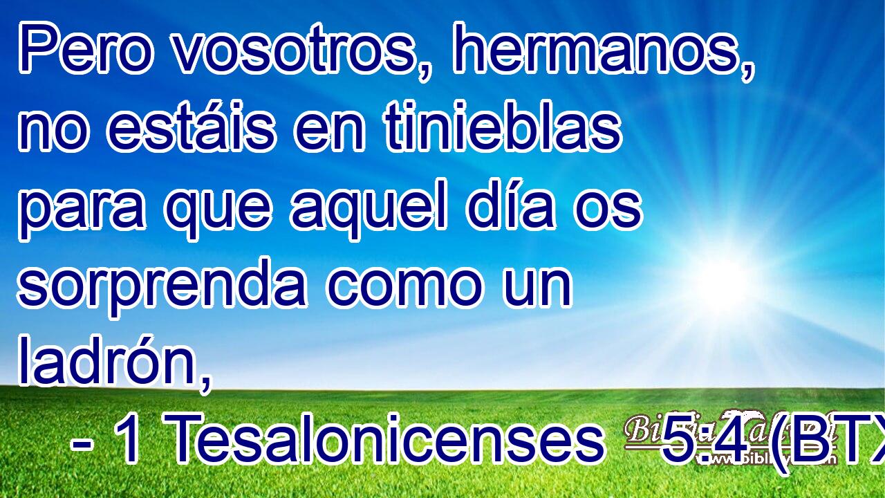 Pero vosotros, hermanos, no estáis en tinieblas para que aquel día os sorprenda como un ladrón,
