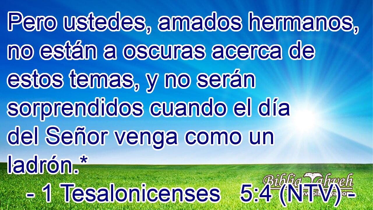 Pero ustedes, amados hermanos, no están a oscuras acerca de estos temas, y no serán sorprendidos cuando el día del Señor venga como un ladrón.*