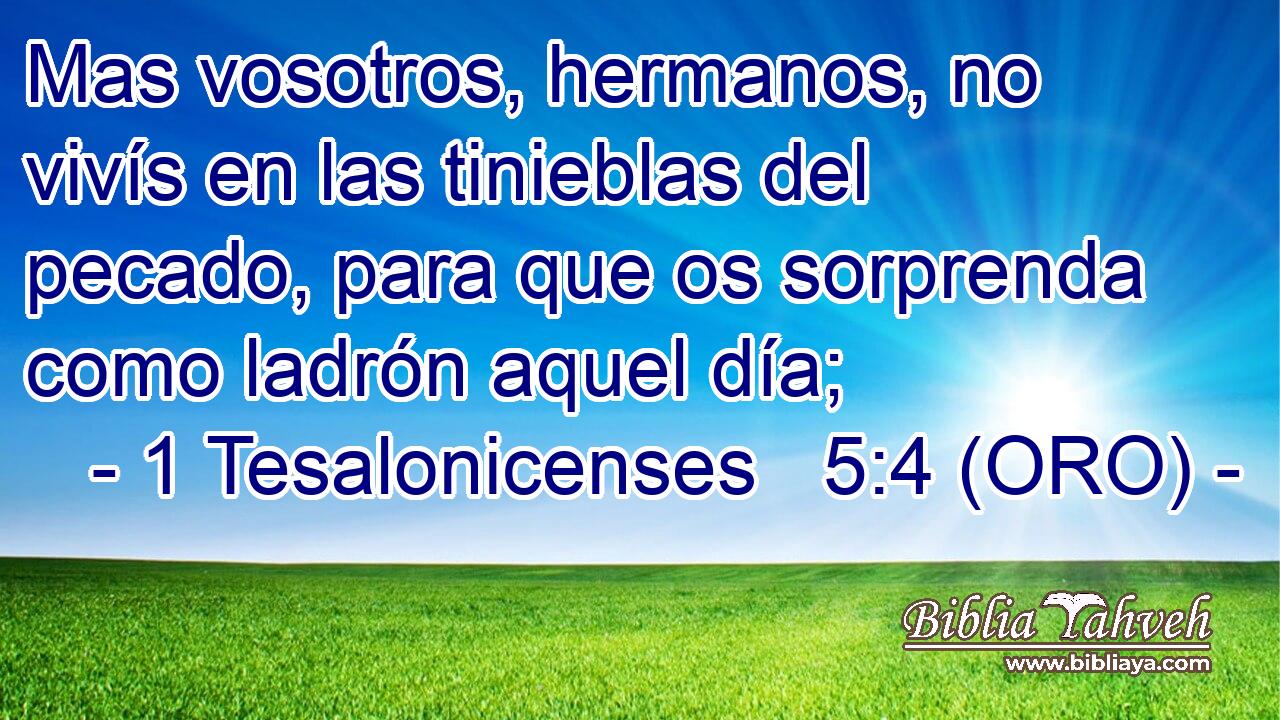  Mas vosotros, hermanos, no vivís en las tinieblas del pecado, para que os sorprenda como ladrón aquel día; 