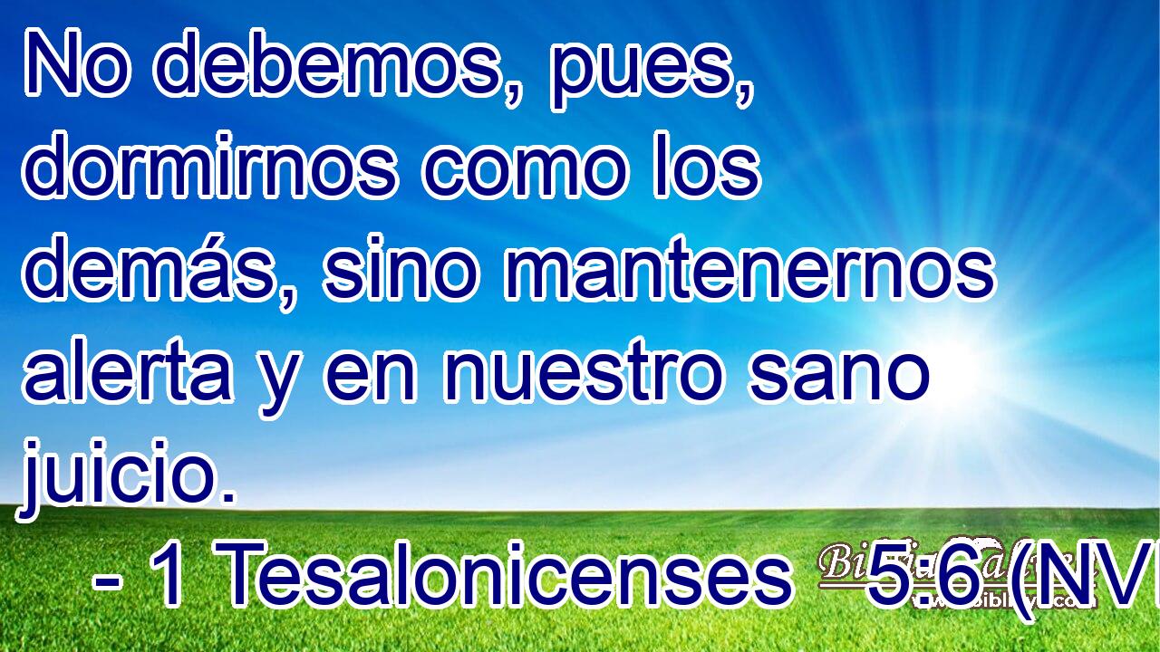  No debemos, pues, dormirnos como los demás, sino mantenernos alerta y en nuestro sano juicio. 