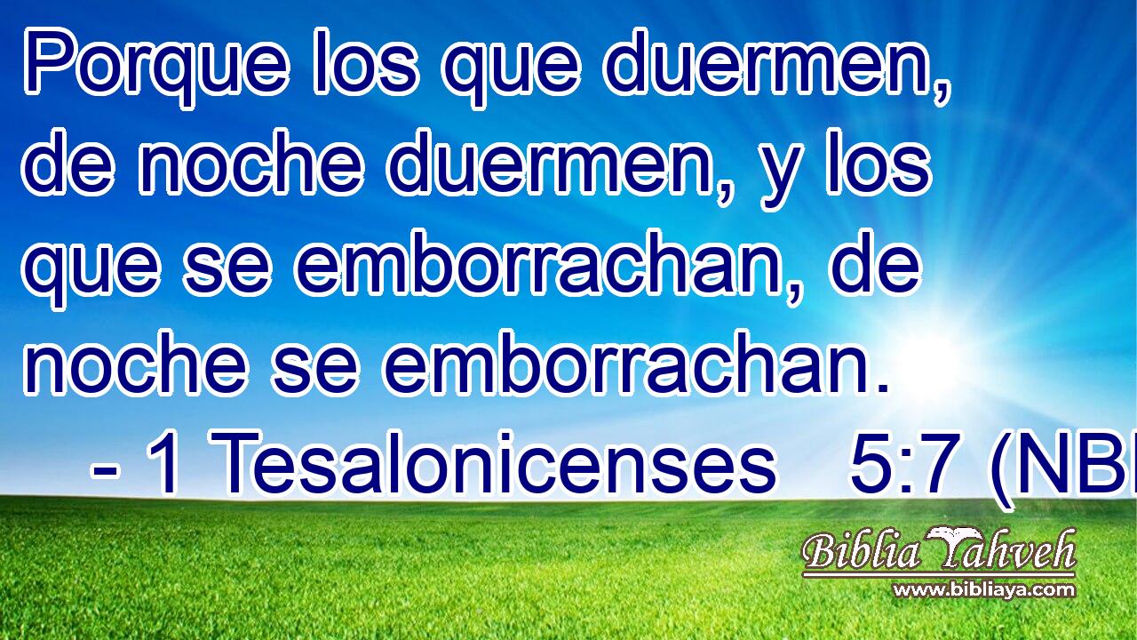  Porque los que duermen, de noche duermen, y los que se emborrachan, de noche se emborrachan. 