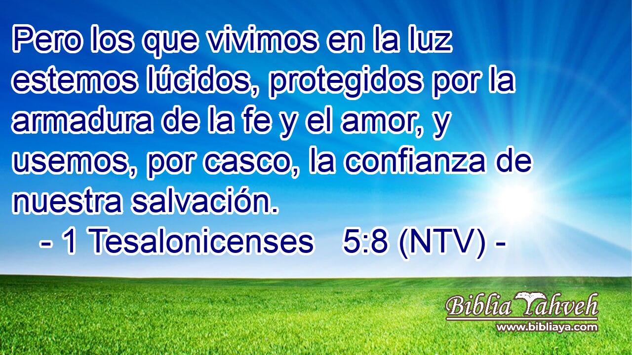 Pero los que vivimos en la luz estemos lúcidos, protegidos por la armadura de la fe y el amor, y usemos, por casco, la confianza de nuestra salvación.