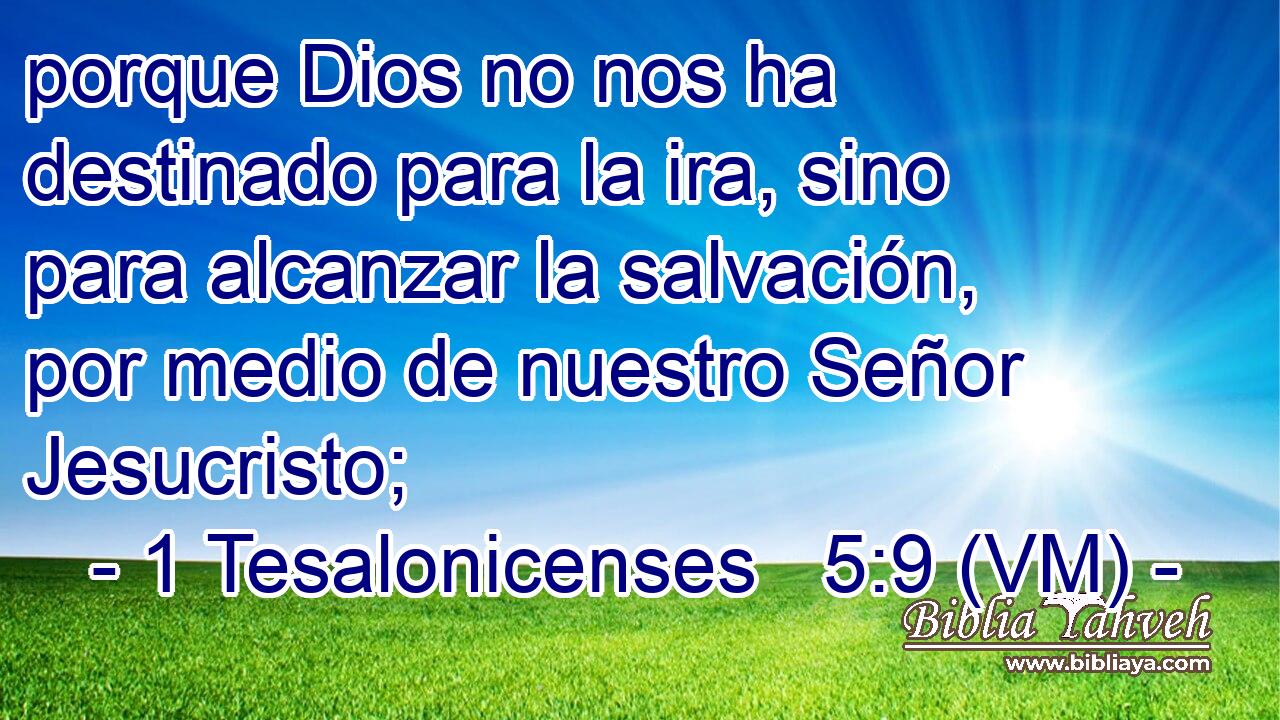  porque Dios no nos ha destinado para la ira, sino para alcanzar la salvación, por medio de nuestro Señor Jesucristo; 