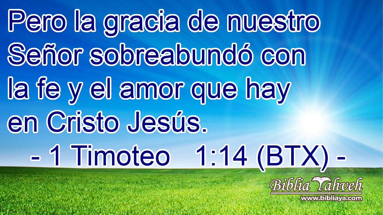 Pero la gracia de nuestro Señor sobreabundó con la fe y el amor que hay en Cristo Jesús.