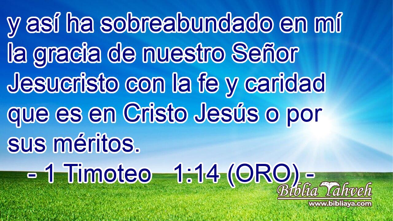  y así ha sobreabundado en mí la gracia de nuestro Señor Jesucristo con la fe y caridad que es en Cristo Jesús o por sus méritos. 