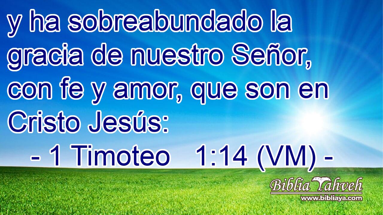  y ha sobreabundado la gracia de nuestro Señor, con fe y amor, que son en Cristo Jesús: 