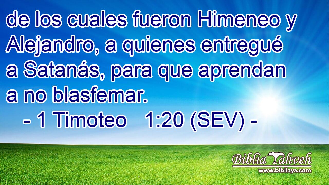 de los cuales fueron Himeneo y Alejandro, a quienes entregué a Satanás, para que aprendan a no blasfemar.