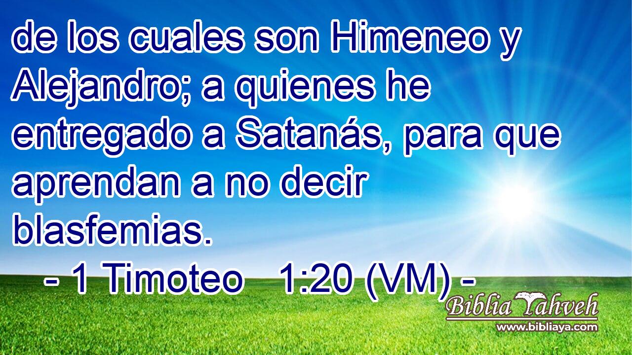  de los cuales son Himeneo y Alejandro; a quienes he entregado a Satanás, para que aprendan a no decir blasfemias. 