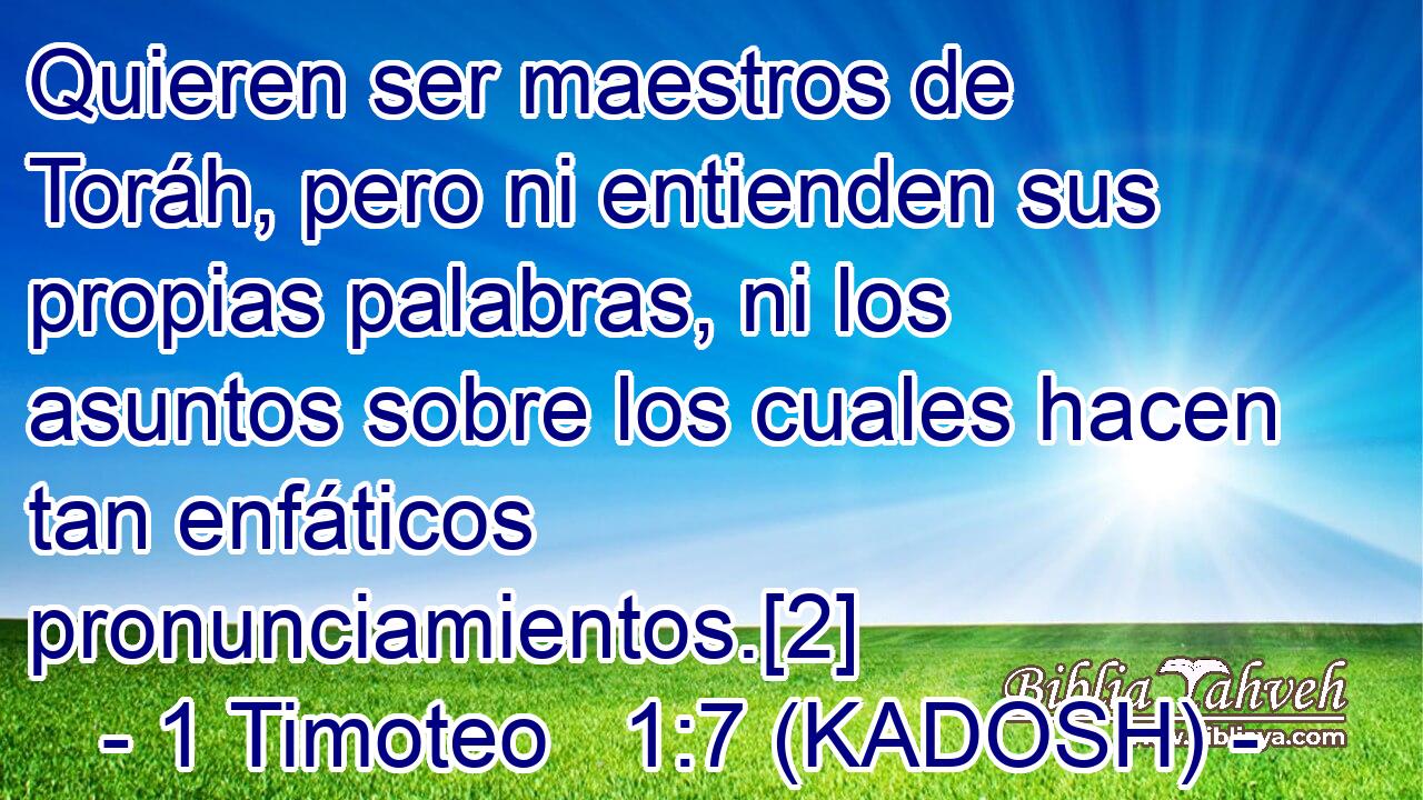  Quieren ser maestros de Toráh, pero ni entienden sus propias palabras, ni los asuntos sobre los cuales hacen tan enfáticos pronunciamientos.[2] 