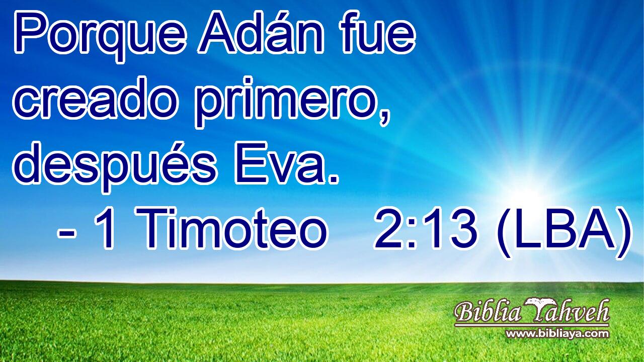 Porque Adán fue creado primero, después Eva.