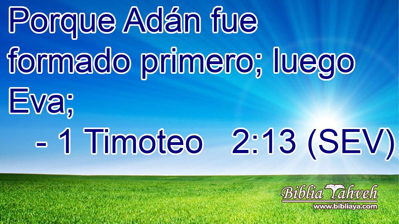 Porque Adán fue formado primero; luego Eva;