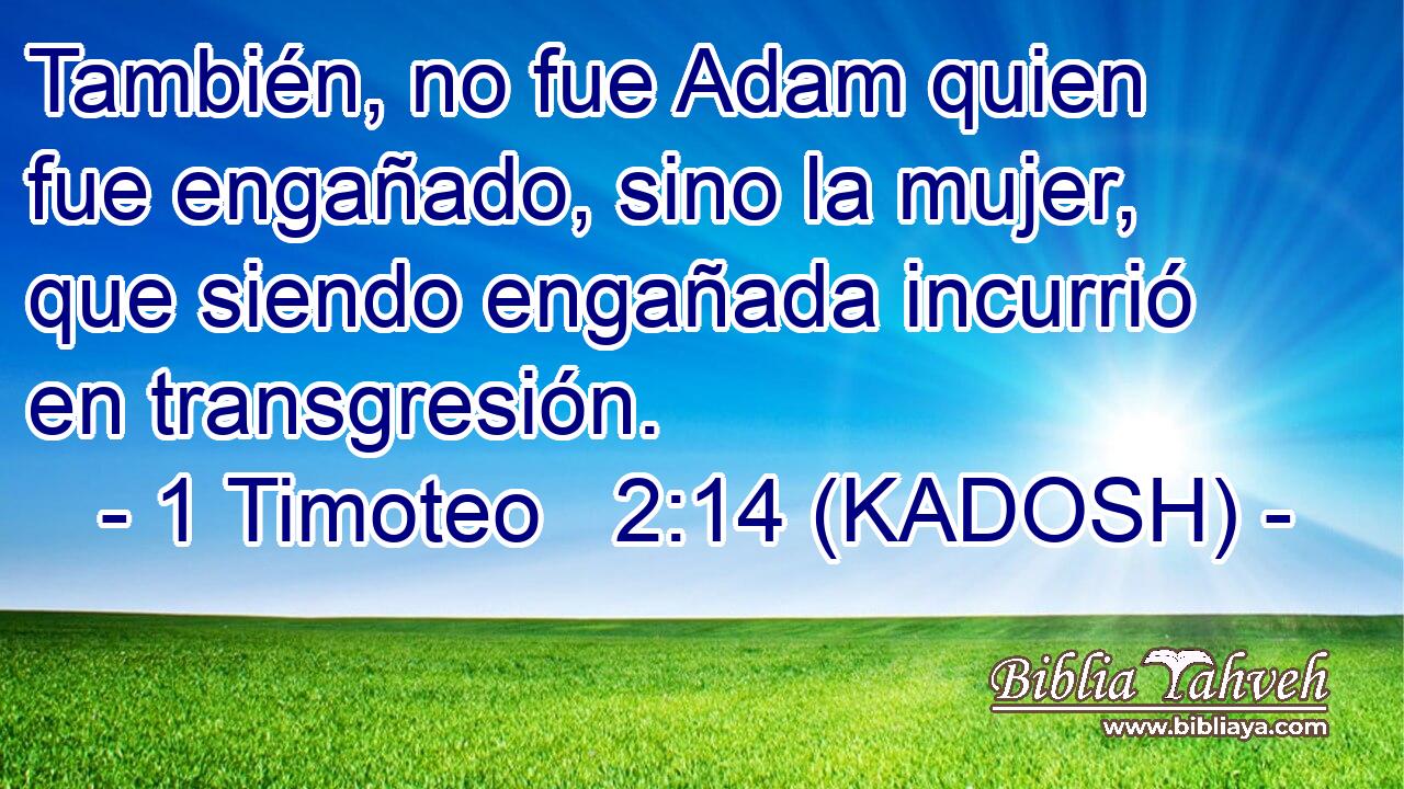  También, no fue Adam quien fue engañado, sino la mujer, que siendo engañada incurrió en transgresión. 