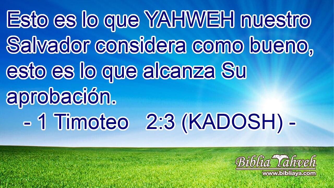  Esto es lo que YAHWEH nuestro Salvador considera como bueno, esto es lo que alcanza Su aprobación. 