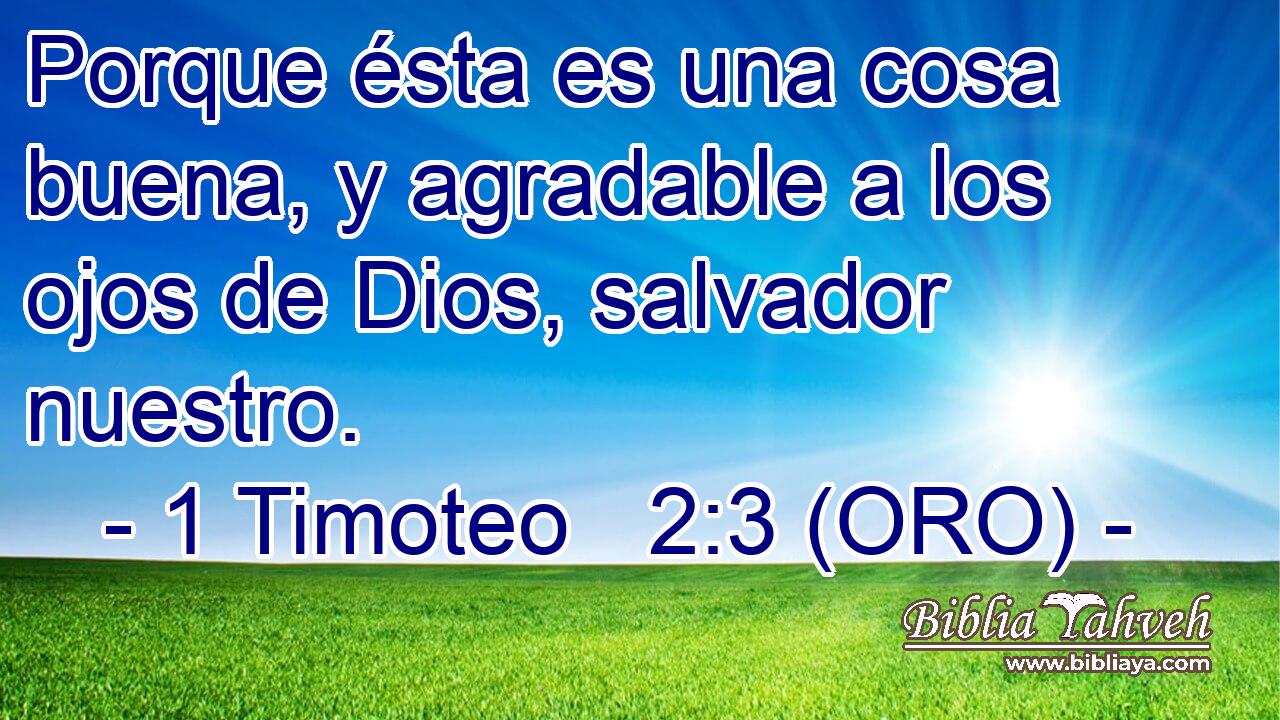  Porque ésta es una cosa buena, y agradable a los ojos de Dios, salvador nuestro. 