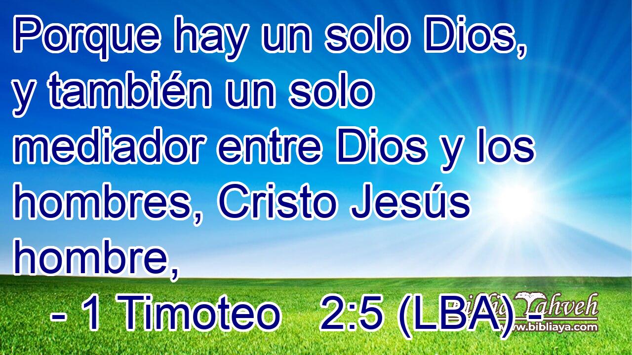 Porque hay un solo Dios, y también un solo mediador entre Dios y los hombres, Cristo Jesús hombre,