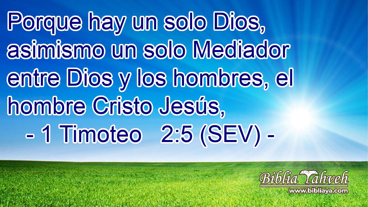 Porque hay un solo Dios, asimismo un solo Mediador entre Dios y los hombres, el hombre Cristo Jesús,