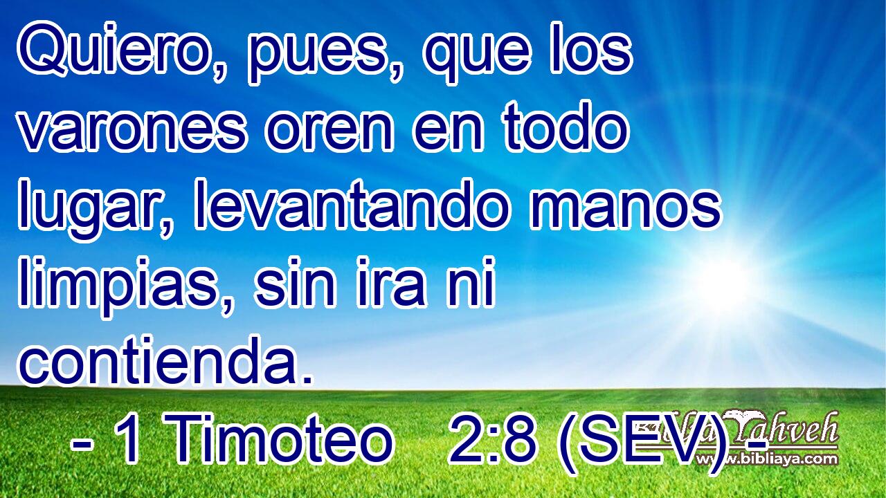 Quiero, pues, que los varones oren en todo lugar, levantando manos limpias, sin ira ni contienda.