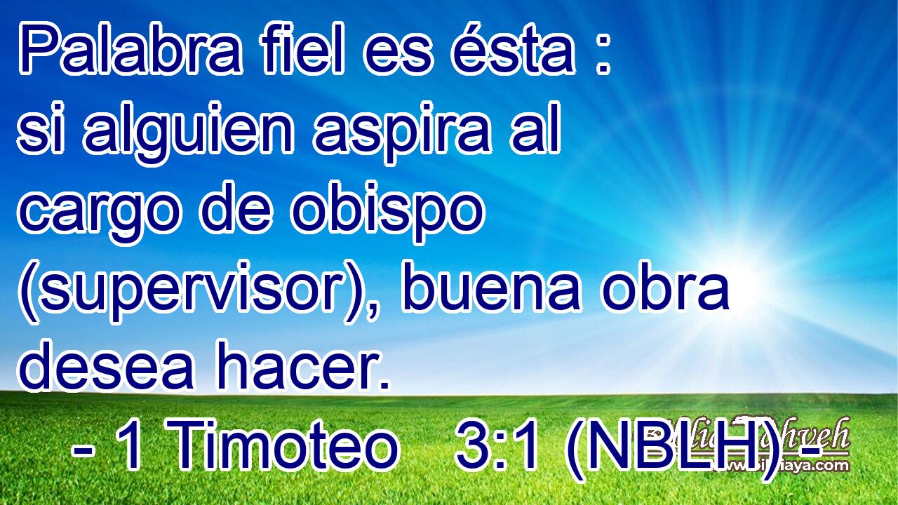  Palabra fiel es ésta : si alguien aspira al cargo de obispo (supervisor), buena obra desea hacer. 