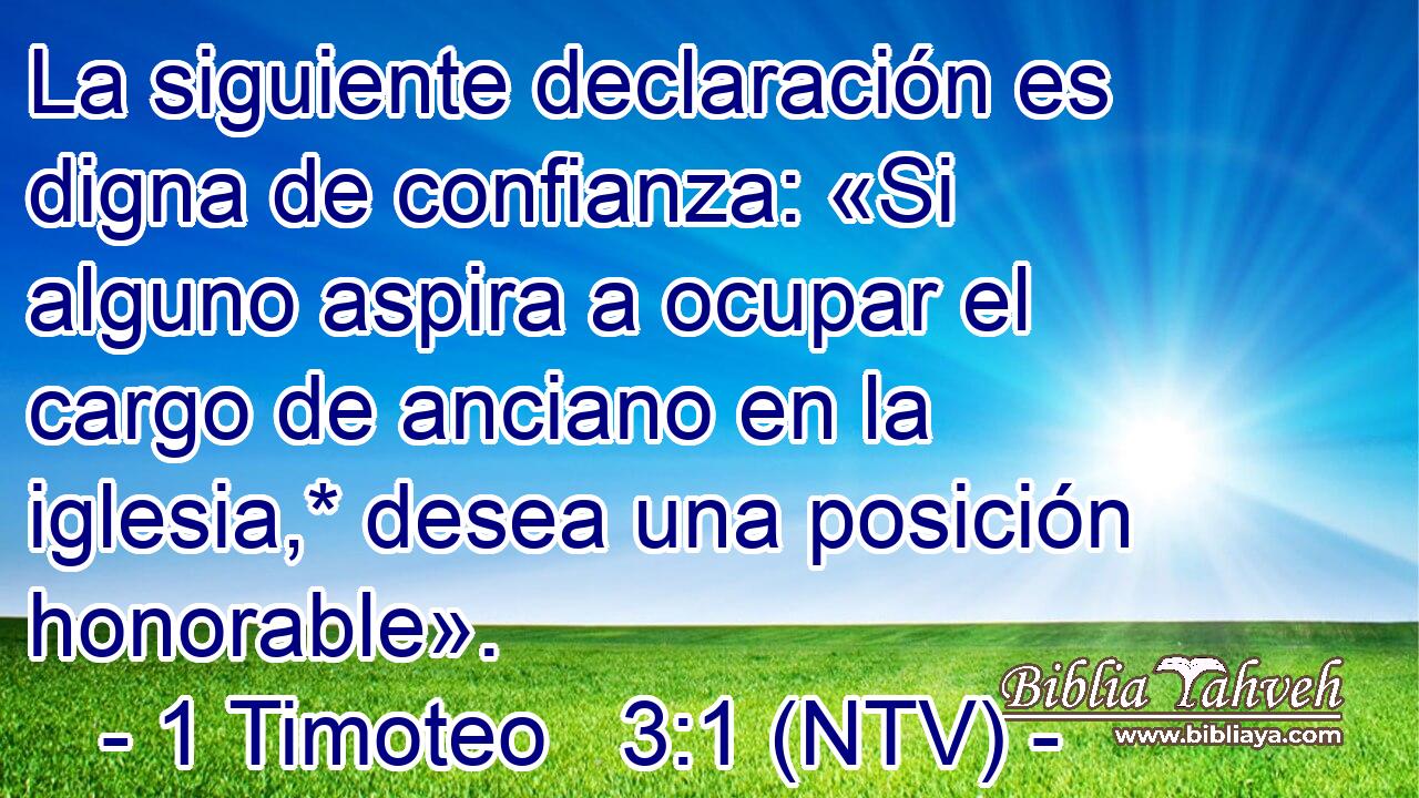 La siguiente declaración es digna de confianza: «Si alguno aspira a ocupar el cargo de anciano en la iglesia,* desea una posición honorable».