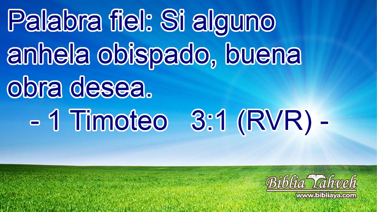 Palabra fiel: Si alguno anhela obispado, buena obra desea.