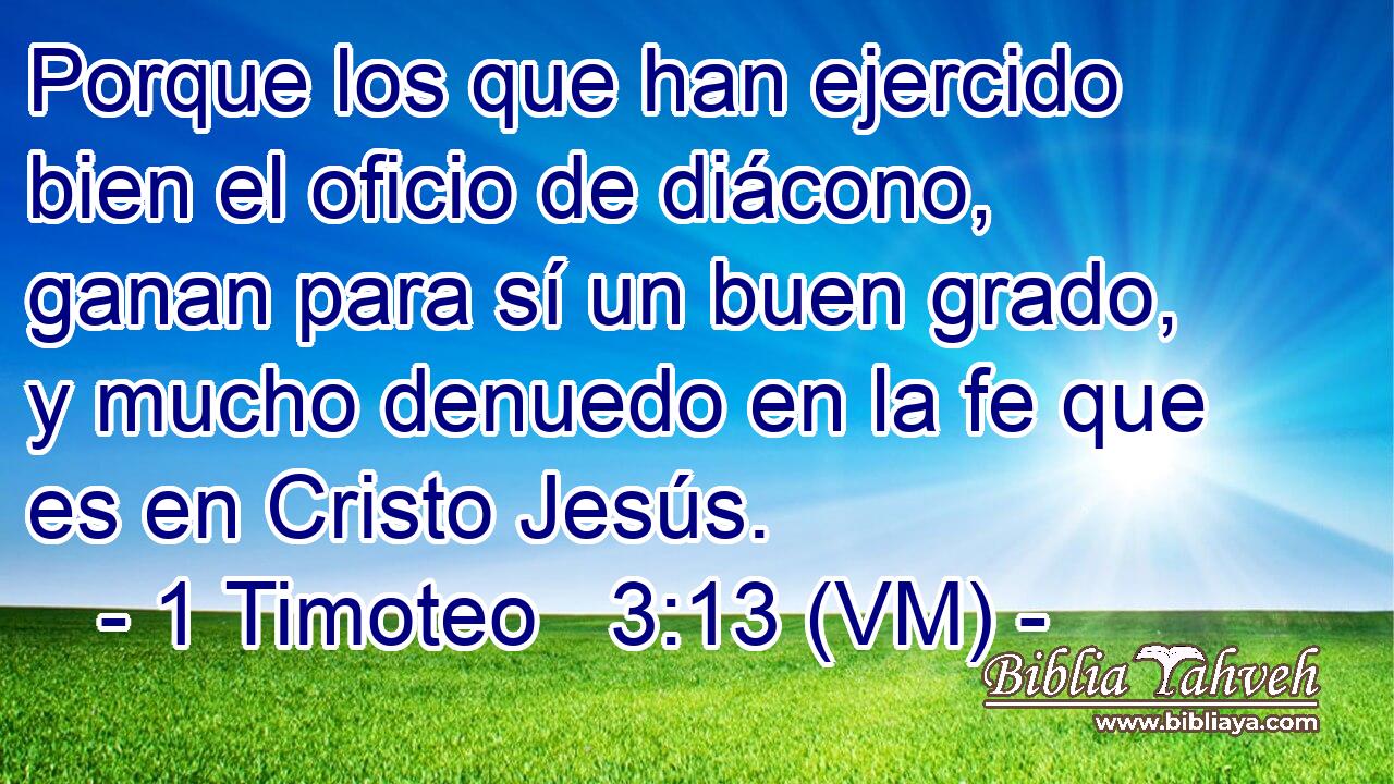  Porque los que han ejercido bien el oficio de diácono, ganan para sí un buen grado, y mucho denuedo en la fe que es en Cristo Jesús. 