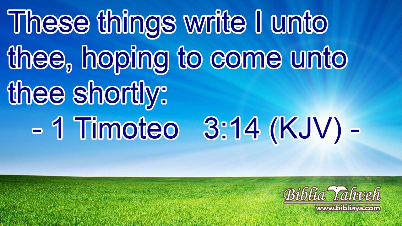 These things write I unto thee, hoping to come unto thee shortly: