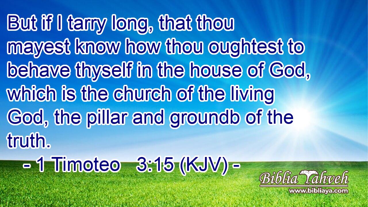 But if I tarry long, that thou mayest know how thou oughtest to behave thyself in the house of God, which is the church of the living God, the pillar and groundb of the truth.