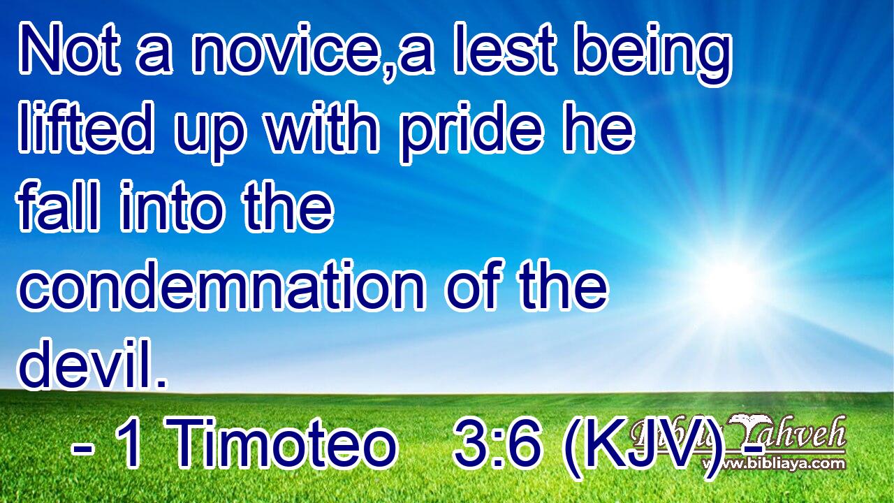 Not a novice,a lest being lifted up with pride he fall into the condemnation of the devil.