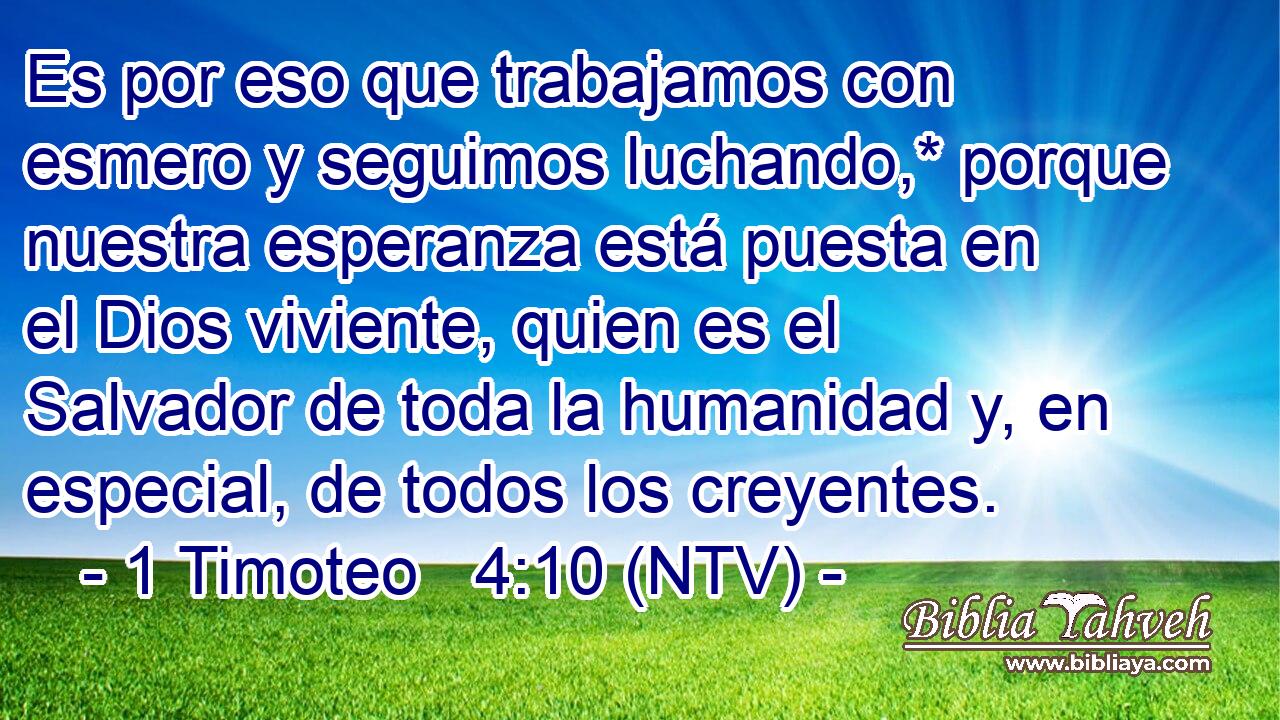 Es por eso que trabajamos con esmero y seguimos luchando,* porque nuestra esperanza está puesta en el Dios viviente, quien es el Salvador de toda la humanidad y, en especial, de todos los creyentes.
