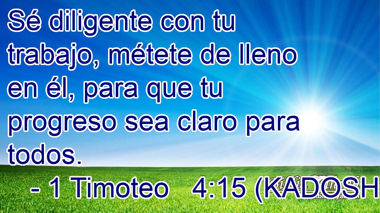  Sé diligente con tu trabajo, métete de lleno en él, para que tu progreso sea claro para todos. 