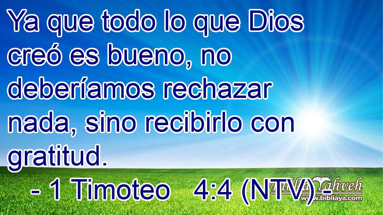 Ya que todo lo que Dios creó es bueno, no deberíamos rechazar nada, sino recibirlo con gratitud.