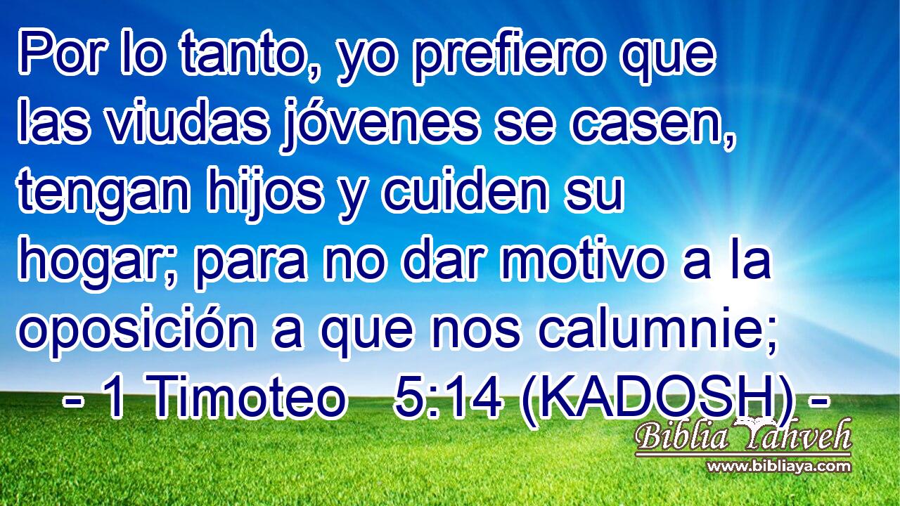  Por lo tanto, yo prefiero que las viudas jóvenes se casen, tengan hijos y cuiden su hogar; para no dar motivo a la oposición a que nos calumnie; 