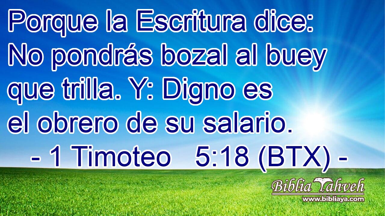Porque la Escritura dice: No pondrás bozal al buey que trilla. Y: Digno es el obrero de su salario.