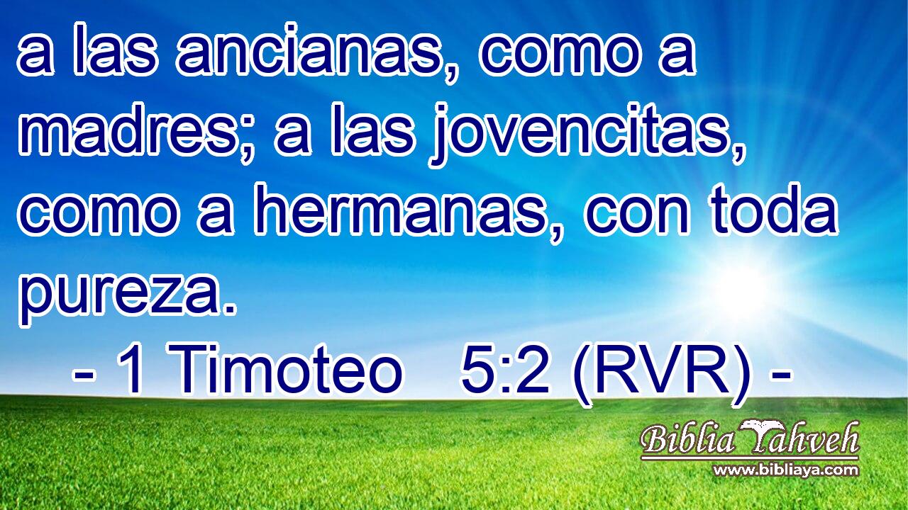 a las ancianas, como a madres; a las jovencitas, como a hermanas, con toda pureza.
