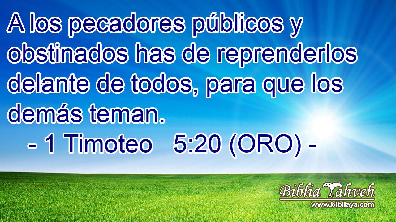  A los pecadores públicos y obstinados has de reprenderlos delante de todos, para que los demás teman. 