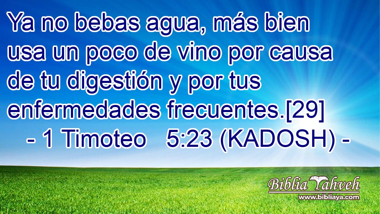  Ya no bebas agua, más bien usa un poco de vino por causa de tu digestión y por tus enfermedades frecuentes.[29] 