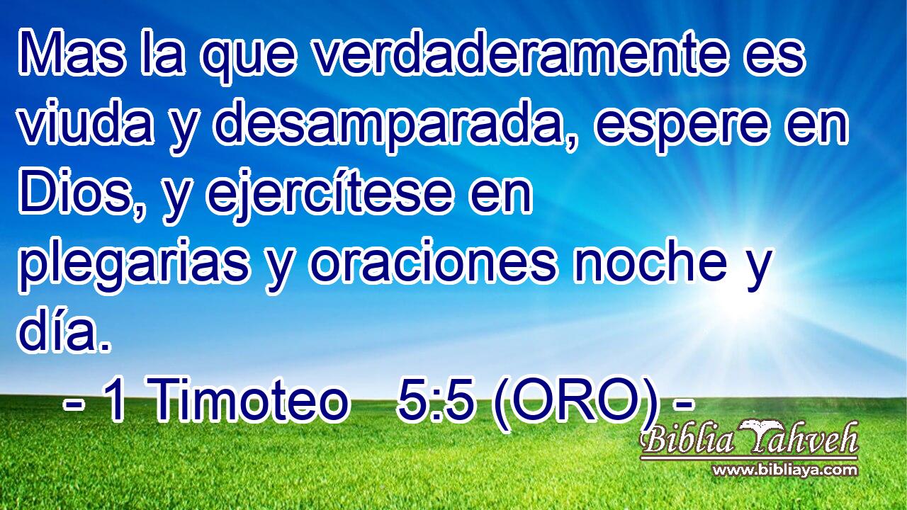  Mas la que verdaderamente es viuda y desamparada, espere en Dios, y ejercítese en plegarias y oraciones noche y día. 