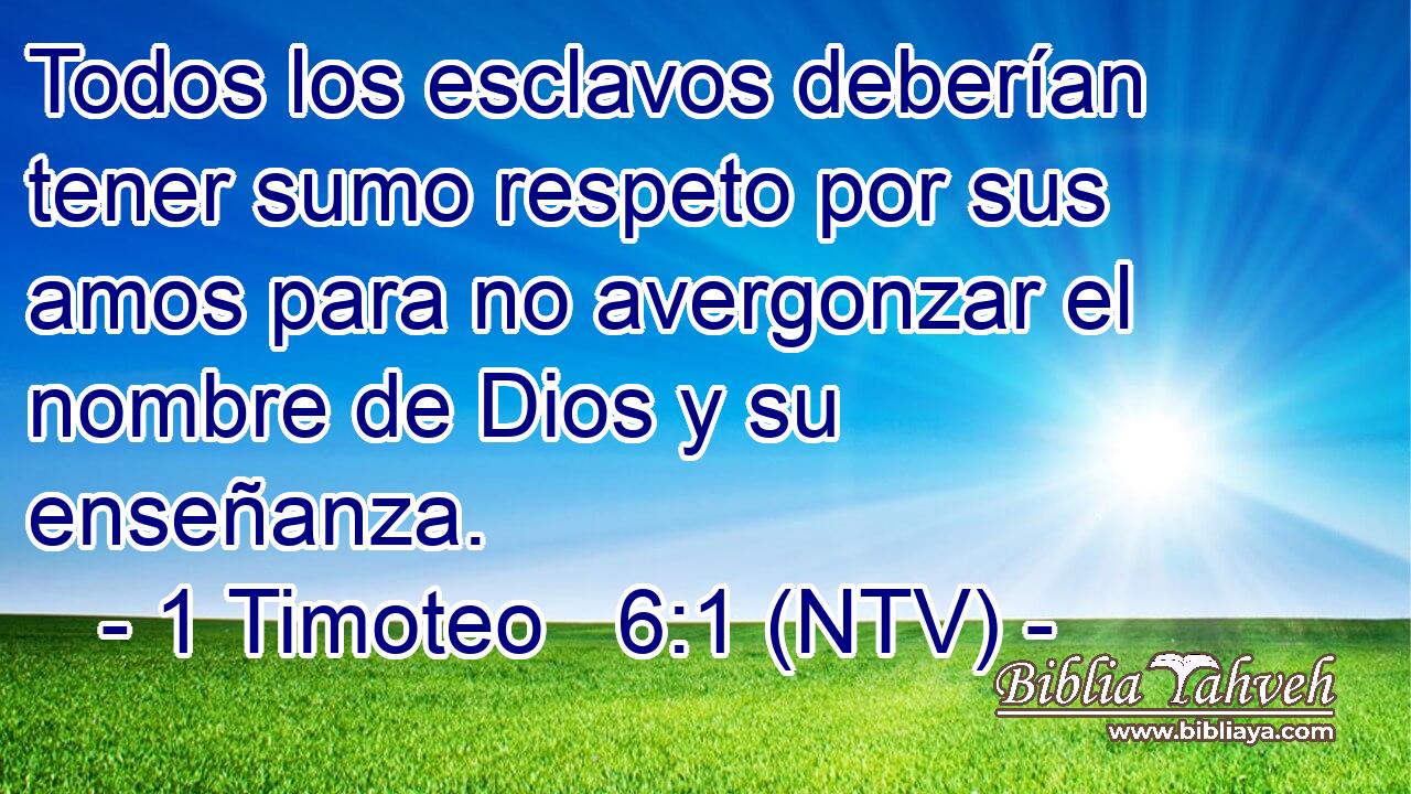 Todos los esclavos deberían tener sumo respeto por sus amos para no avergonzar el nombre de Dios y su enseñanza.
