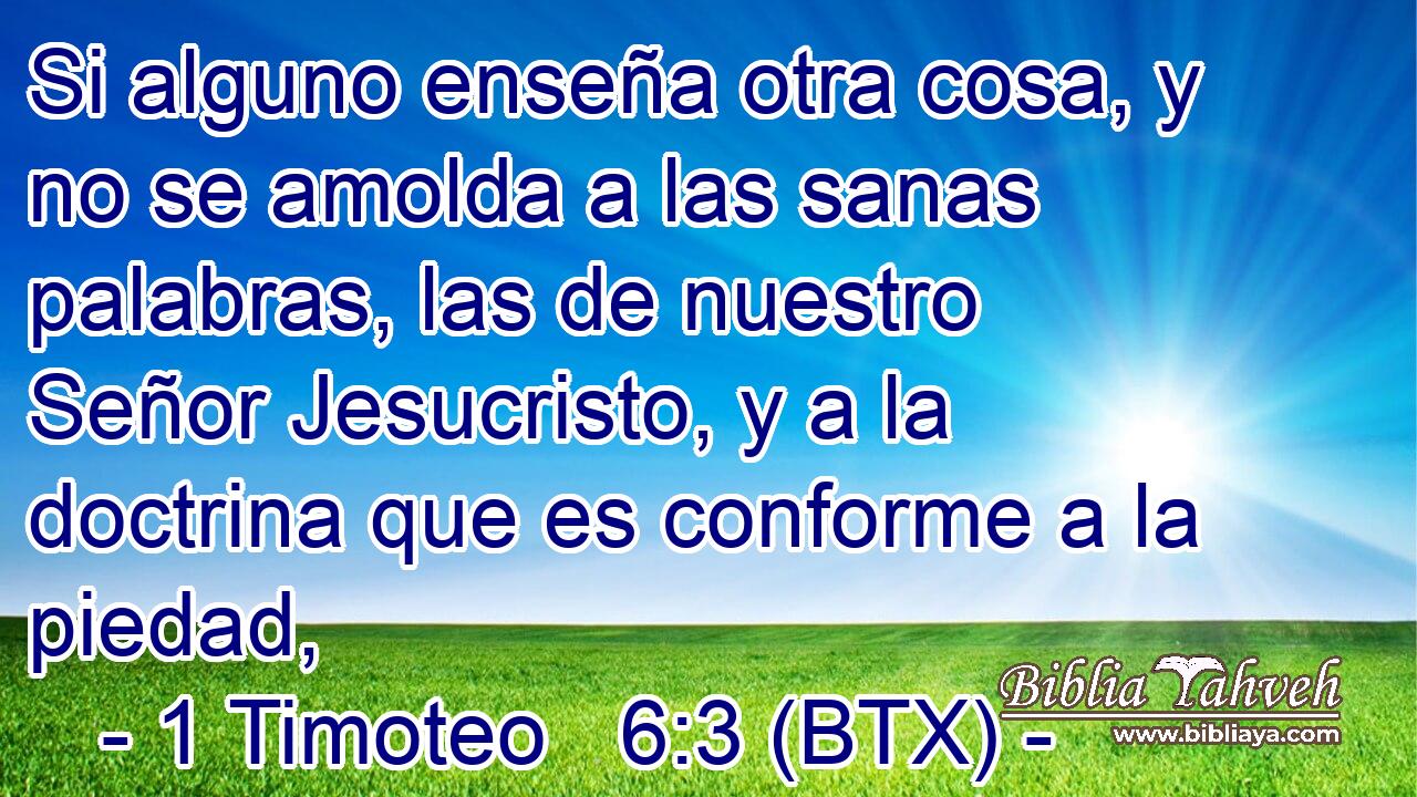Si alguno enseña otra cosa, y no se amolda a las sanas palabras, las de nuestro Señor Jesucristo, y a la doctrina que es conforme a la piedad,
