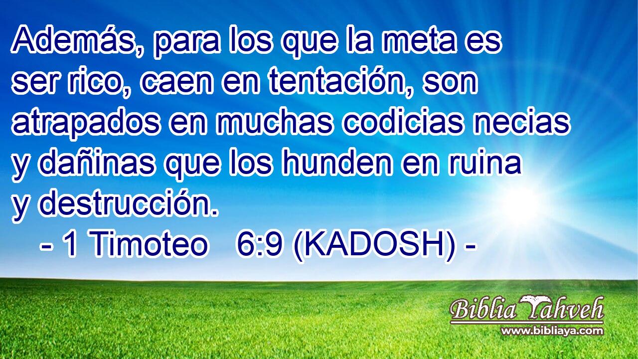  Además, para los que la meta es ser rico, caen en tentación, son atrapados en muchas codicias necias y dañinas que los hunden en ruina y destrucción. 