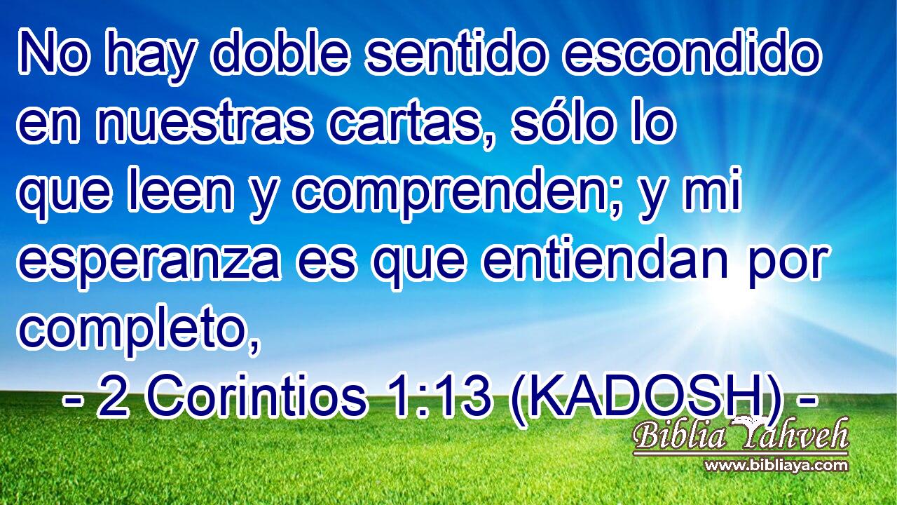  No hay doble sentido escondido en nuestras cartas, sólo lo que leen y comprenden; y mi esperanza es que entiendan por completo, 