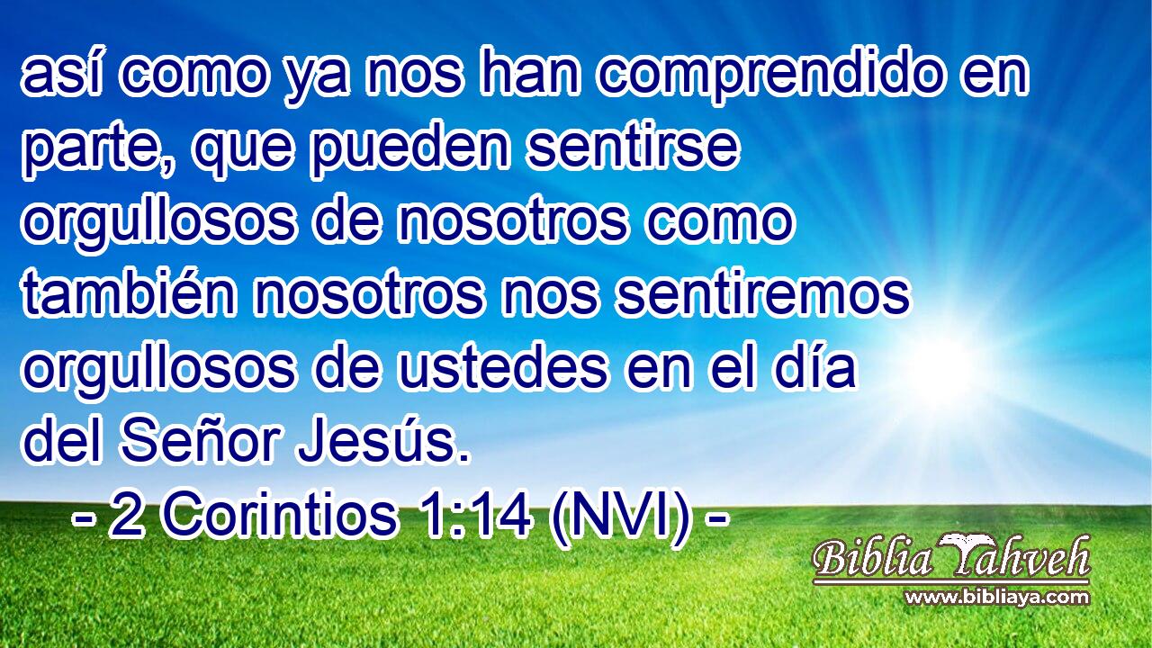  así como ya nos han comprendido en parte, que pueden sentirse orgullosos de nosotros como también nosotros nos sentiremos orgullosos de ustedes en el día del Señor Jesús. 