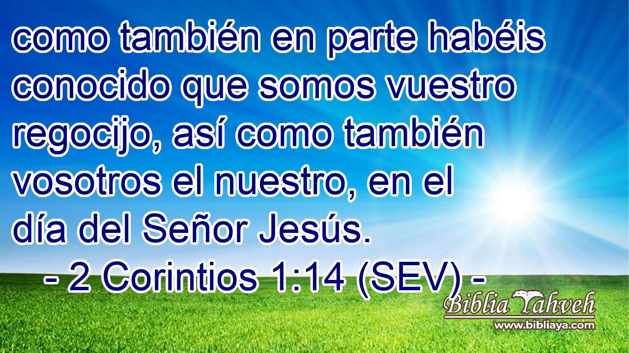 como también en parte habéis conocido que somos vuestro regocijo, así como también vosotros el nuestro, en el día del Señor Jesús.